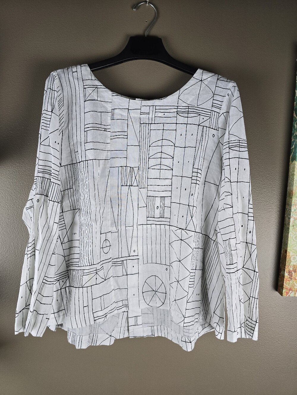 Habitat Geometrical Print Abstract Lagenlook Top Medium - Picture 3 of 10